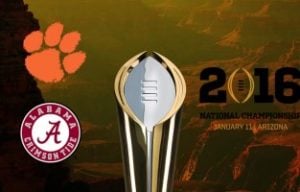 College Football National Championship Odds 2016 - Alabama Crimson Tide versus Clemson Tigers