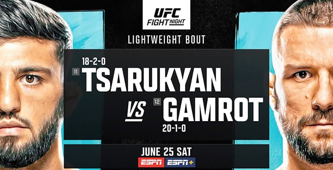 UFC On ESPN 38: Tsarukyan vs. Mateusz Gamrot Betting Odds (06/25/2022)