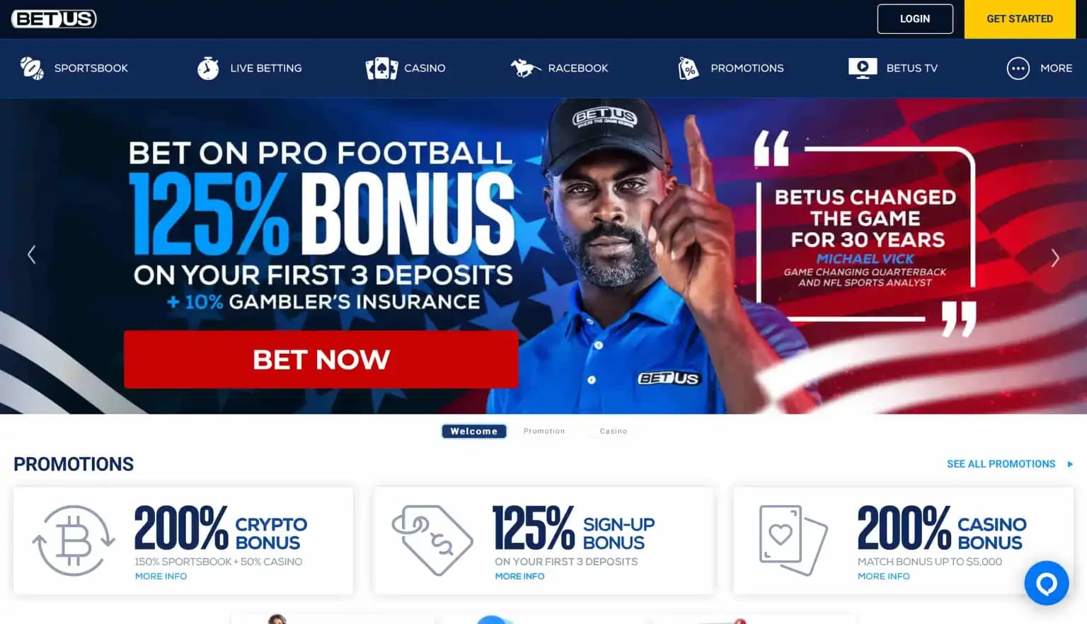 BetUS Sportsbook Home Page Bonuses